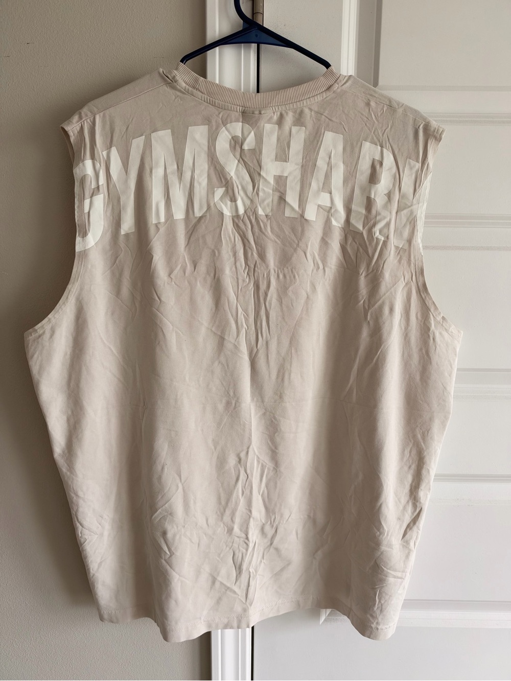 Gymshark Cream Muscle Tank with Bold Back Logo